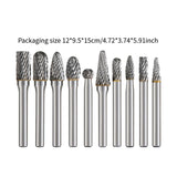 Maxbell 10x Carbide Rotary Burr Set 1/4" Shank 6.35mm Double Cut for Milling Carving