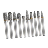 Maxbell 10x Carbide Rotary Burr Set 1/4" Shank 6.35mm Double Cut for Milling Carving