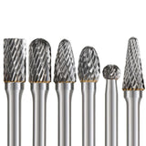 Maxbell 10x Carbide Rotary Burr Set 1/4" Shank 6.35mm Double Cut for Milling Carving