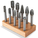 Maxbell 10x Carbide Rotary Burr Set 1/4" Shank 6.35mm Double Cut for Milling Carving