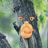 Maxbell Tree Face Bird Feeder Old Man Face Resin Sculpture for Backyard Outdoor Yard