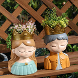 Maxbell Face Planter Pot Decor Cute Resin Face Flower Pot for Patio Backyard Balcony Girl