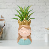 Maxbell Face Planter Pot Decor Cute Resin Face Flower Pot for Patio Backyard Balcony Girl