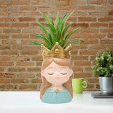 Maxbell Face Planter Pot Decor Cute Resin Face Flower Pot for Patio Backyard Balcony Girl