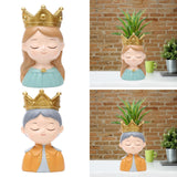 Maxbell Face Planter Pot Decor Cute Resin Face Flower Pot for Patio Backyard Balcony Girl