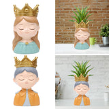 Maxbell Face Planter Pot Decor Cute Resin Face Flower Pot for Patio Backyard Balcony Girl