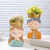 Maxbell Face Planter Pot Decor Cute Resin Face Flower Pot for Patio Backyard Balcony Girl
