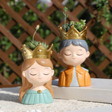 Maxbell Face Planter Pot Decor Cute Resin Face Flower Pot for Patio Backyard Balcony Girl