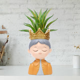 Maxbell Face Planter Pot Decor Cute Resin Face Flower Pot for Patio Backyard Balcony Boy