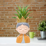 Maxbell Face Planter Pot Decor Cute Resin Face Flower Pot for Patio Backyard Balcony Boy
