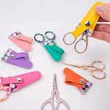 Maxbell Crafts Scissors Case PU Leather Sewing Tool Embroidery Scissors Storage Case Violet