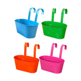 Maxbell 4x Hanging Flower Pots Bucket Plant Pots for Courtyard Indoor Outdoor Garden Style B