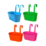 Maxbell 4x Hanging Flower Pots Bucket Plant Pots for Courtyard Indoor Outdoor Garden Style B