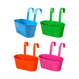 Maxbell 4x Hanging Flower Pots Bucket Plant Pots for Courtyard Indoor Outdoor Garden Style B