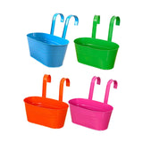 Maxbell 4x Hanging Flower Pots Bucket Plant Pots for Courtyard Indoor Outdoor Garden Style B