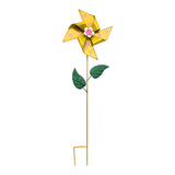 Maxbell Wind Spinner Outdoor Garden Garden Stake for Courtyard Outside Lawn Ornament Yellow