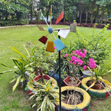 Maxbell Outdoor Metal Windmill Yard Art Wind Spinner with Stake for Park Garden Yard