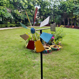 Maxbell Outdoor Metal Windmill Yard Art Wind Spinner with Stake for Park Garden Yard