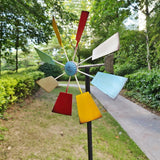Maxbell Outdoor Metal Windmill Yard Art Wind Spinner with Stake for Park Garden Yard