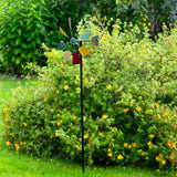 Maxbell Outdoor Metal Windmill Yard Art Wind Spinner with Stake for Park Garden Yard