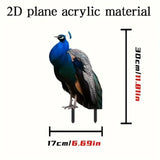 Maxbell 2D Flat Acrylic Peacock Sign Stake Waterproof Accessory Versatile Lawn Stake