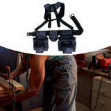 Maxbell Tool Belt with Suspenders Oxford Breathable Family Adults Utility Belt Pouch Gray Blue