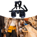 Maxbell Tool Belt with Suspenders Oxford Breathable Family Adults Utility Belt Pouch Gray Blue