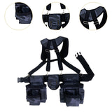 Maxbell Tool Belt with Suspenders Oxford Breathable Family Adults Utility Belt Pouch Gray Blue