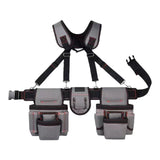 Maxbell Tool Belt with Suspenders Dad Gift Pack Organizer for Adults Family Plumbing Gray