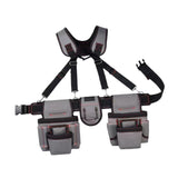 Maxbell Tool Belt with Suspenders Dad Gift Pack Organizer for Adults Family Plumbing Gray