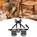 Maxbell Tool Belt with Suspenders Dad Gift Pack Organizer for Adults Family Plumbing Gray