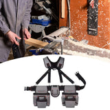 Maxbell Tool Belt with Suspenders Dad Gift Pack Organizer for Adults Family Plumbing Gray