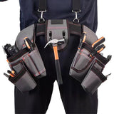Maxbell Tool Belt with Suspenders Dad Gift Pack Organizer for Adults Family Plumbing Orange Gray