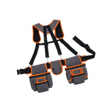 Maxbell Tool Belt with Suspenders Dad Gift Pack Organizer for Adults Family Plumbing Orange Gray