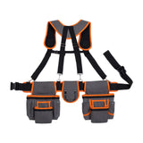 Maxbell Tool Belt with Suspenders Dad Gift Pack Organizer for Adults Family Plumbing Orange Gray