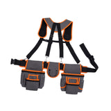 Maxbell Tool Belt with Suspenders Dad Gift Pack Organizer for Adults Family Plumbing Orange Gray
