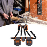 Maxbell Tool Belt with Suspenders Dad Gift Pack Organizer for Adults Family Plumbing Orange Gray