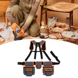 Maxbell Tool Belt with Suspenders Dad Gift Pack Organizer for Adults Family Plumbing Orange Gray