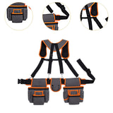 Maxbell Tool Belt with Suspenders Dad Gift Pack Organizer for Adults Family Plumbing Orange Gray