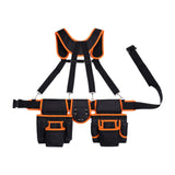 Maxbell Tool Belt with Suspenders Dad Gift Pack Organizer for Adults Family Plumbing Black Orange