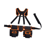Maxbell Tool Belt with Suspenders Dad Gift Pack Organizer for Adults Family Plumbing Black Orange