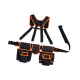 Maxbell Tool Belt with Suspenders Dad Gift Pack Organizer for Adults Family Plumbing Black Orange