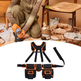 Maxbell Tool Belt with Suspenders Dad Gift Pack Organizer for Adults Family Plumbing Black Orange