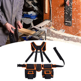 Maxbell Tool Belt with Suspenders Dad Gift Pack Organizer for Adults Family Plumbing Black Orange