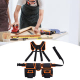 Maxbell Tool Belt with Suspenders Dad Gift Pack Organizer for Adults Family Plumbing Black Orange