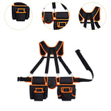 Maxbell Tool Belt with Suspenders Dad Gift Pack Organizer for Adults Family Plumbing Black Orange