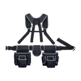 Maxbell Tool Belt with Suspenders Dad Gift Pack Organizer for Adults Family Plumbing Black Gray