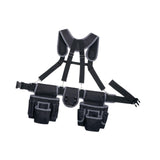 Maxbell Tool Belt with Suspenders Dad Gift Pack Organizer for Adults Family Plumbing Black Gray
