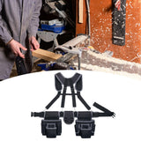 Maxbell Tool Belt with Suspenders Dad Gift Pack Organizer for Adults Family Plumbing Black Gray