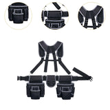 Maxbell Tool Belt with Suspenders Dad Gift Pack Organizer for Adults Family Plumbing Black Gray